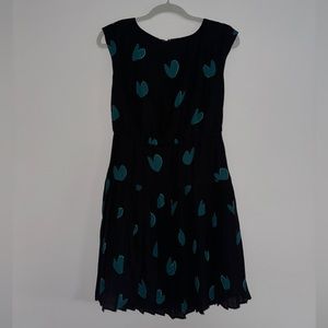 Loft Black Dress with Turquoise Hearts